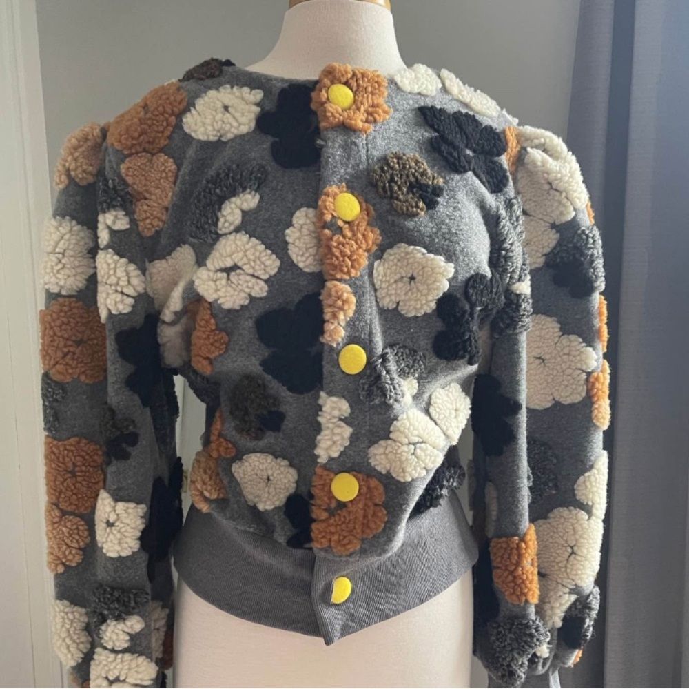 Women's Gray Floral Knit Jacket